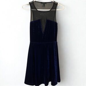 Midnight Blue Velvet Mini Dress